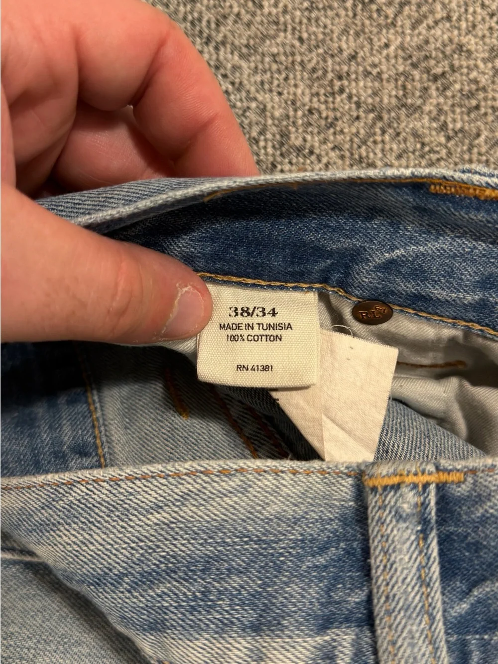 Polo Ralph Lauren York Classic Jeans Mens 38x34 Light Wash Distressed Denim 2010